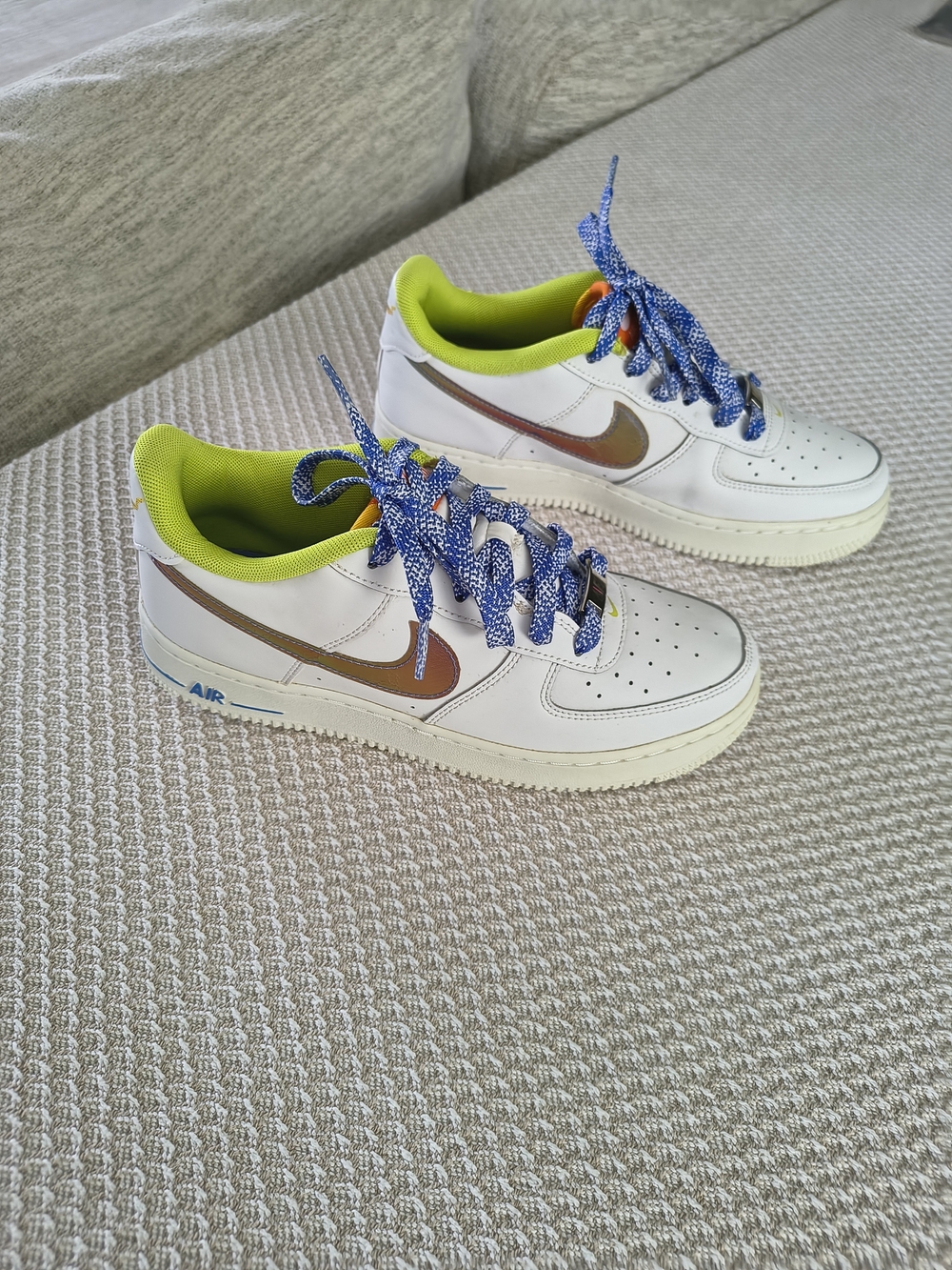 Nike Air Force 1 Low White with Bronze Swoosh & Lime Lining